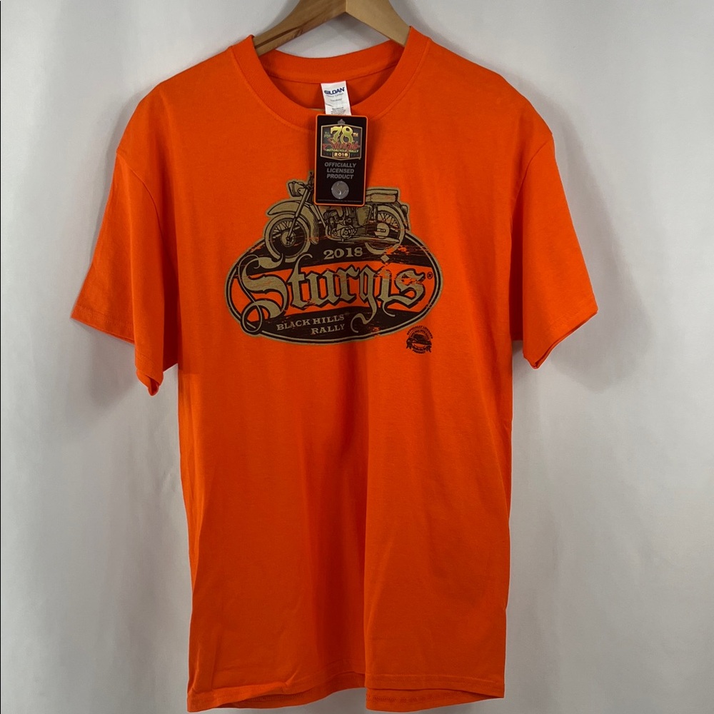 NWT Sturgis 2018‎ Rally Orange Biker Graphic T-Shirt Ride 100% Cotton Size Large